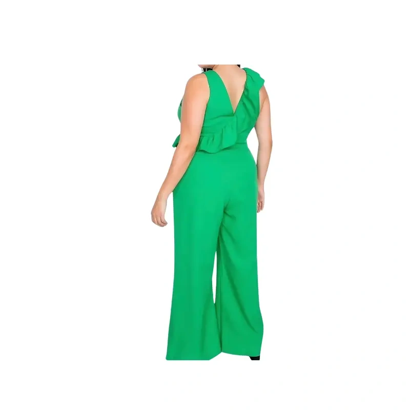 Classic Sure to Be Seen Green Sleeveless Ruffled Jumpsuit1