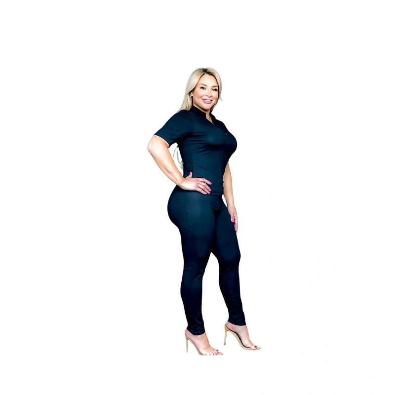 Elegant Women's Fitted Athleisure Set - Short Sleeve Top and Leggings