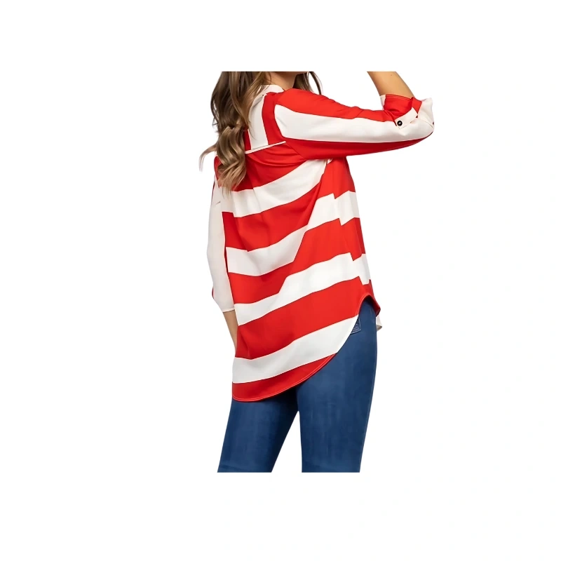 Beautiful Red & White Striped Long Sleeve Top1