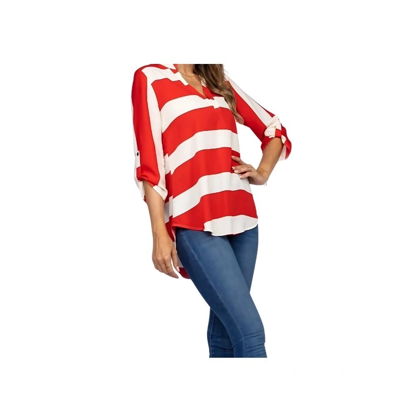 Beautiful Red & White Striped Long Sleeve Top