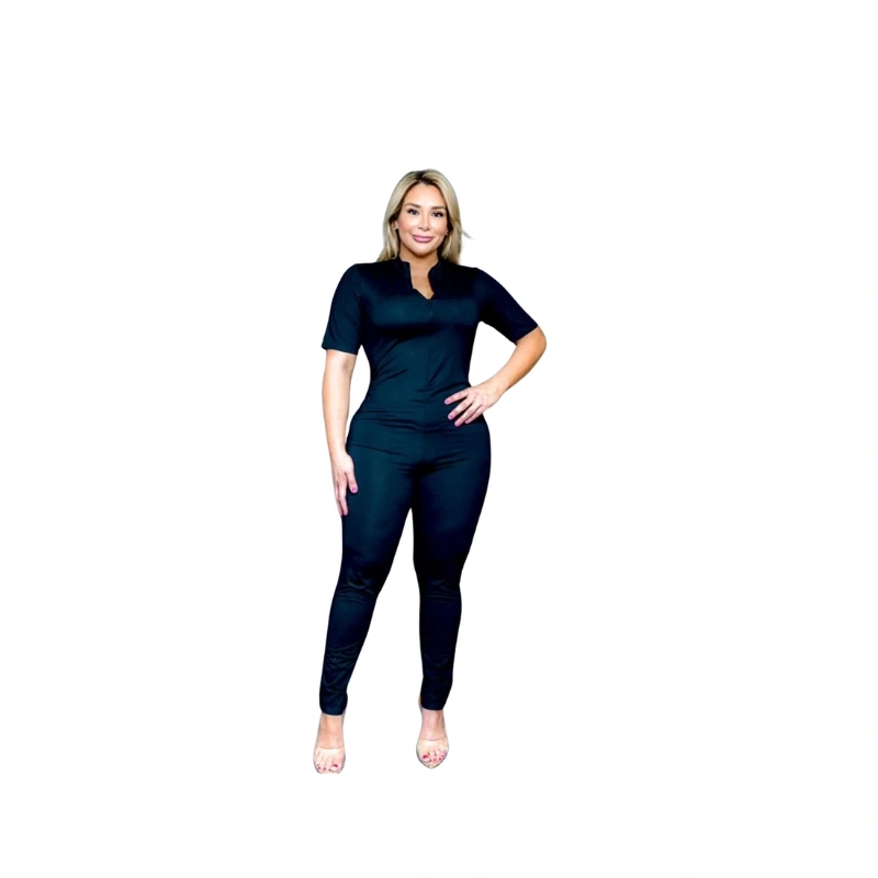 Elegant Women's Fitted Athleisure Set - Short Sleeve Top and Leggings