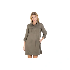 Beautiful Olive Green Shirt Dress with Pockets - Casual Chic Style