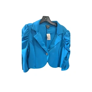 Stylish Blue Cropped Blazer with Puff Sleeves