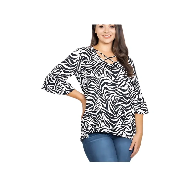 High Class Black and White Zebra Print Criss-Cross Top