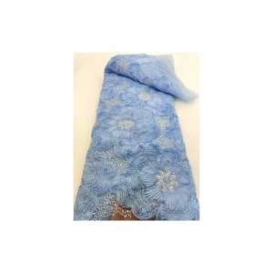 Elegant 3D Beaded Lace Fabric