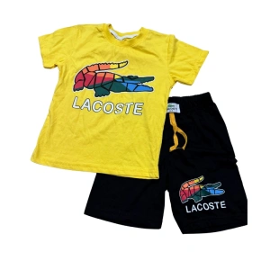 Lacoste Kids Yellow T-Shirt & Black Shorts Set - Stylish Comfort