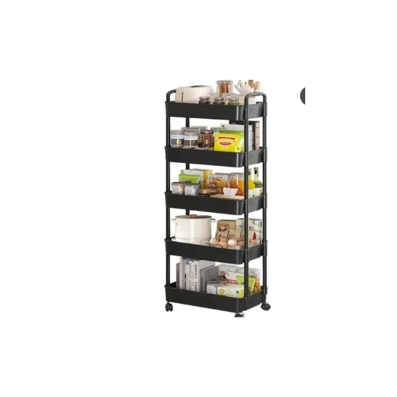 5-Tier Plastic Rolling Utility Cart with Handle1