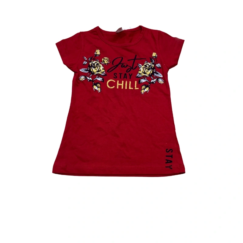 Red 'Just Stay Chill' Graphic T-Shirt for Girls - Stylish Casual Top