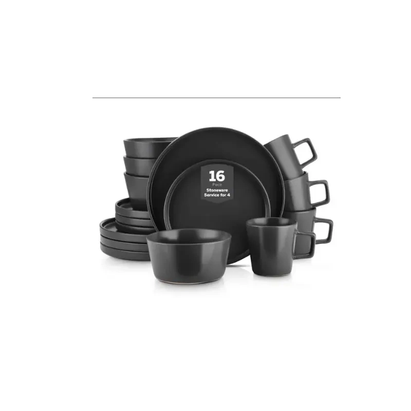 Stone Lain Albie 16-Piece Stoneware Round Dinnerware Set - White2