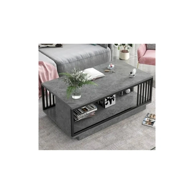 Living Room Sofa Table with Storage Shelf