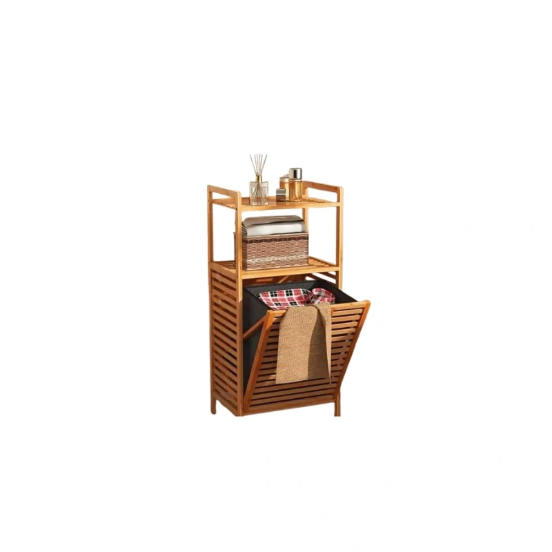 3-Tier Bamboo Laundry Hamper with Shelves1