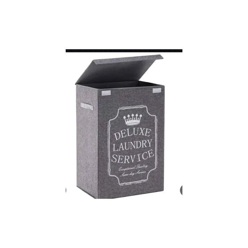 YOUDENOVA Grey Laundry Hamper with Lid - Collapsible Laundry Basket