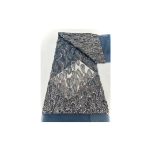 Elegant Blue beaded Lace Fabric - 5yards