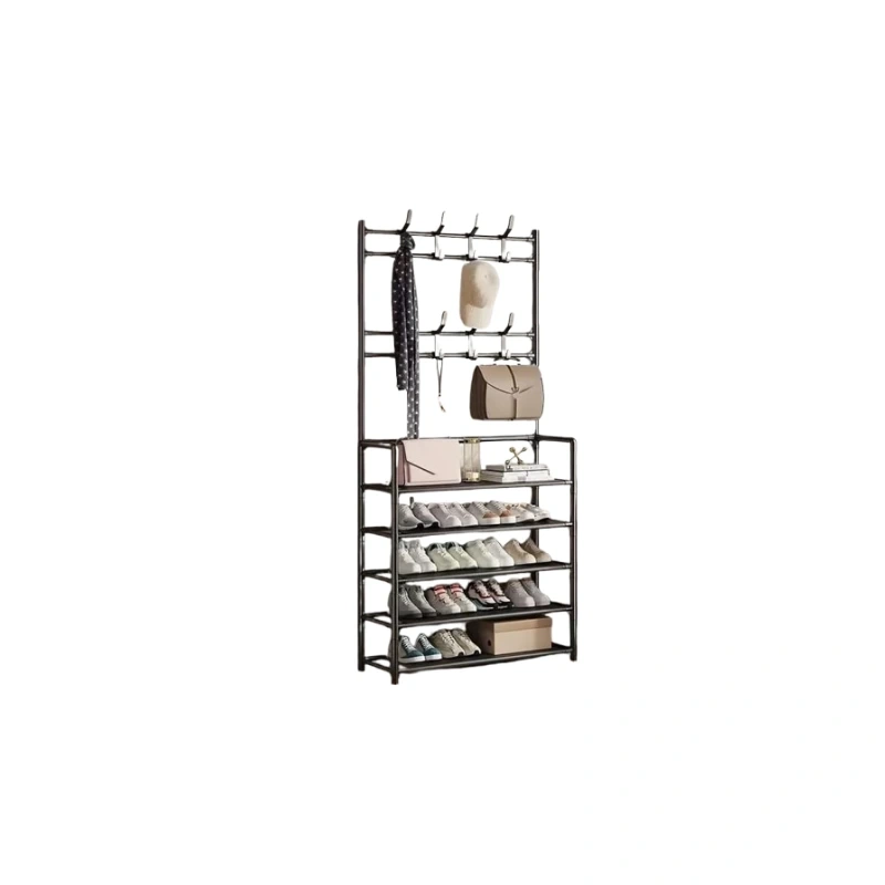 Multifunctional 2-in-1 Entryway Shoe Rack and Coat Hanger – 5-Tier Storage Shelf with Hooks1