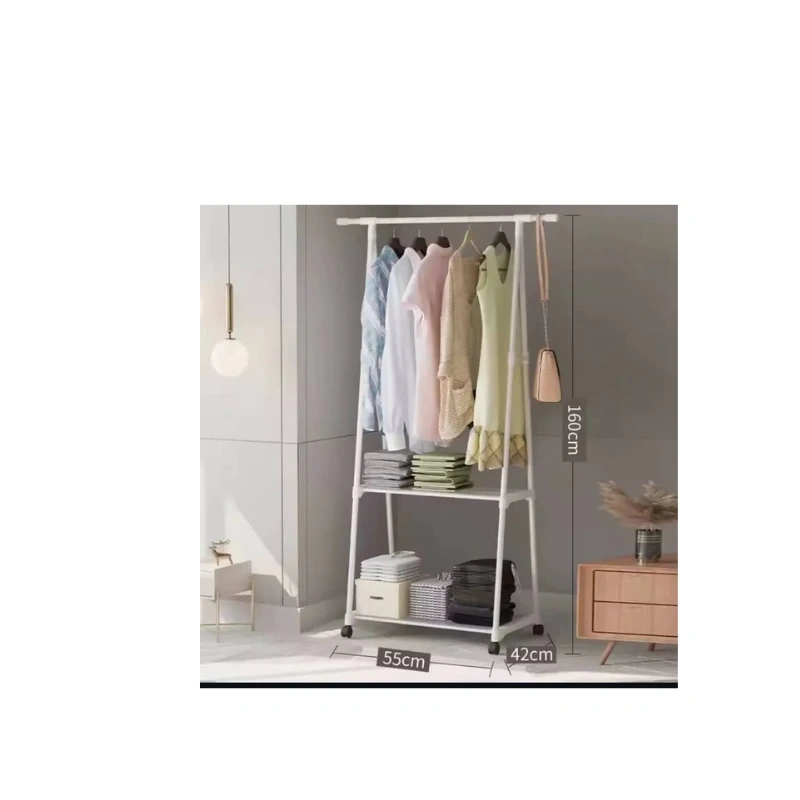 Triangular Movable Clothes Rack with Shelves1