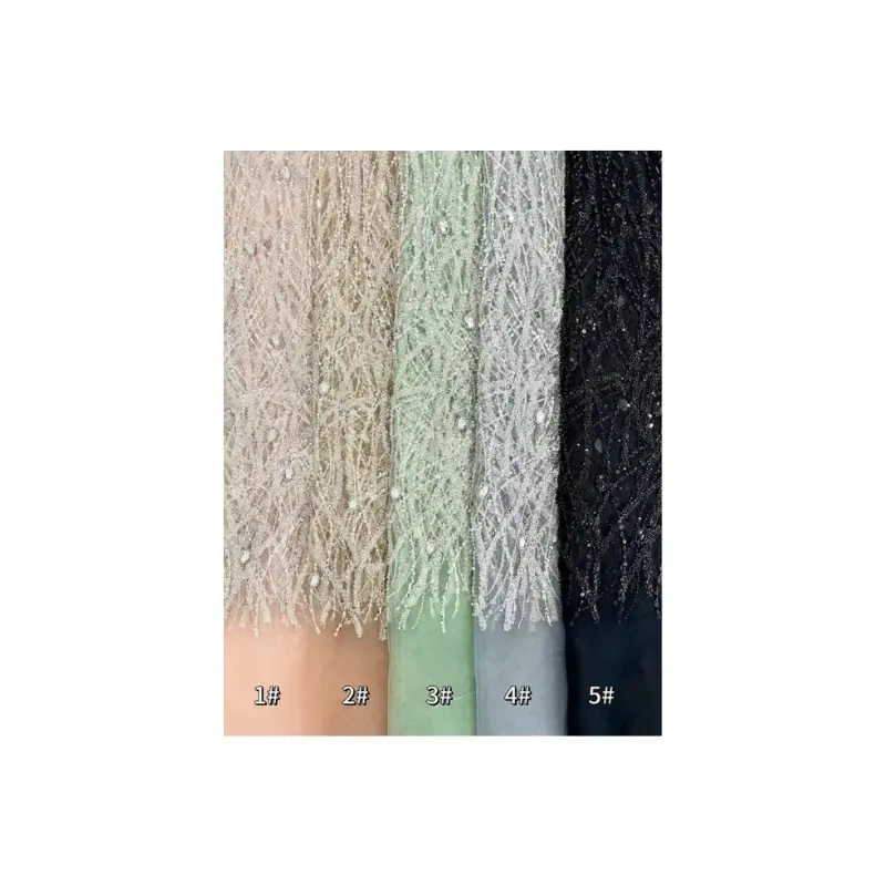 Elegant Sequin Crystal Stone French Tulle Lace Fabric - 5Yards1