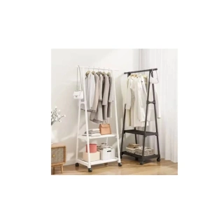Triangular Movable Clothes Rack with Shelves