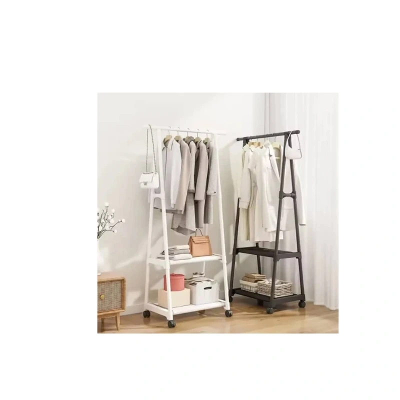 Triangular Movable Clothes Rack with Shelves