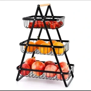Elegant 3-Tier Metal Fruit Basket - Space Saving & Decorative Fruit Storage