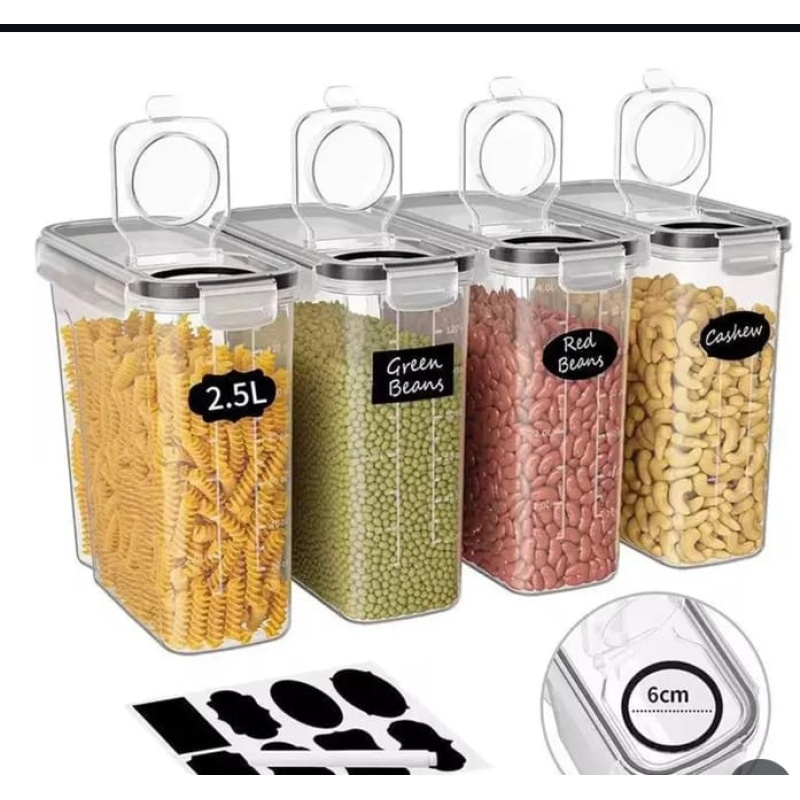 Airtight Food Storage Container Set – BPA-Free Kitchen Canisters with Labels & Measuring Spoons