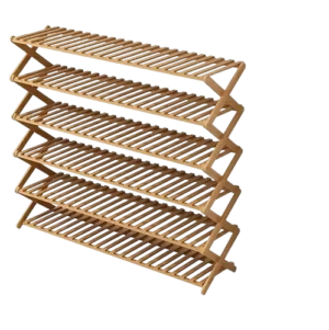 6-Tier Foldable Wooden Shoe Rack – Portable & Space-Saving Shoe Organizer for Home or Entryway