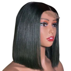 Chic 10”Green Luxury bone straight Women's Dark Green / Teal Bob Wig - Straight Human Hair Lace Wig