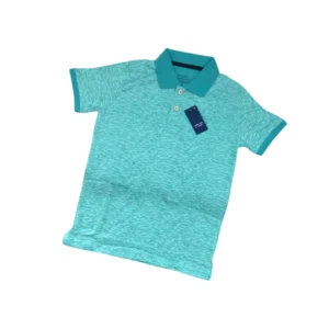 TM's Light Blue Mélange Polo Shirt - Short Sleeve Casual Top