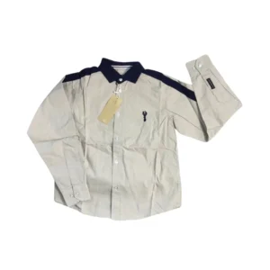Next Bebetto Boys' Long Sleeve Casual Shirt - Beige with Navy Accents