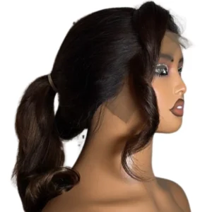 Luxury 20”13*4 SDD brown tip Women's Dark Wavy Wig - Ponytail Style Human Hair Lace Wig