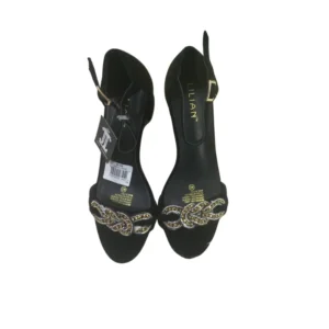 LILIAN Women's Black Embellished Heeled Sandals - Party & Evening Shoes