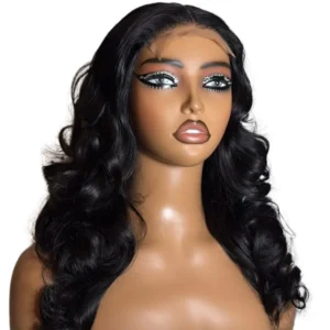 Chic 18”5*5 SDD Wavy Bounce Women's Black Wavy Wig - Natural Look Human Hair Lace Wig