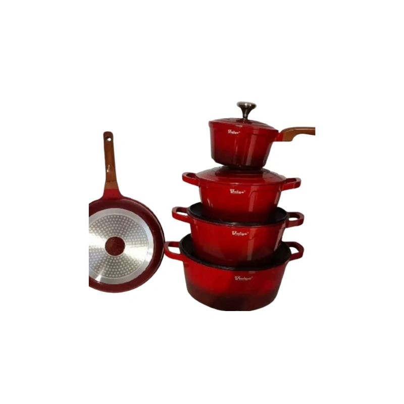 Vmigo 9pcs Ceramic Nonstick Cookware Set - Red