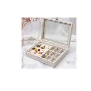 Velvet Jewelry Organizer Box with Clear Lid