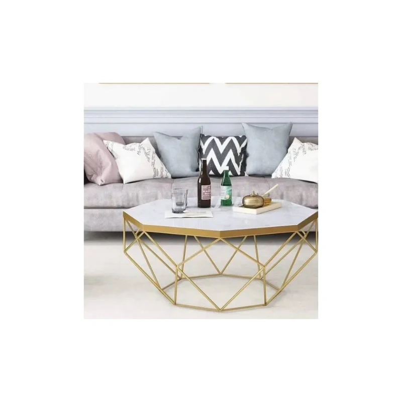 Modern Italian Geometric Diamond Coffee Table with Marble Top