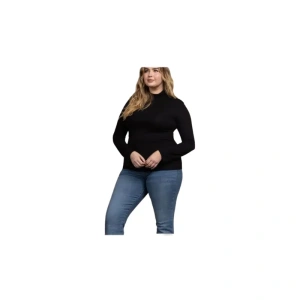 Chic Plus-Size Black Long Sleeve Turtleneck Top