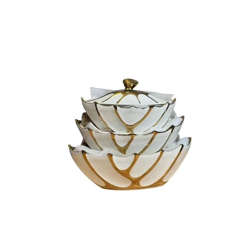 3pcs High Quality Ceramic Boat Shaped Luxury Bowl Set