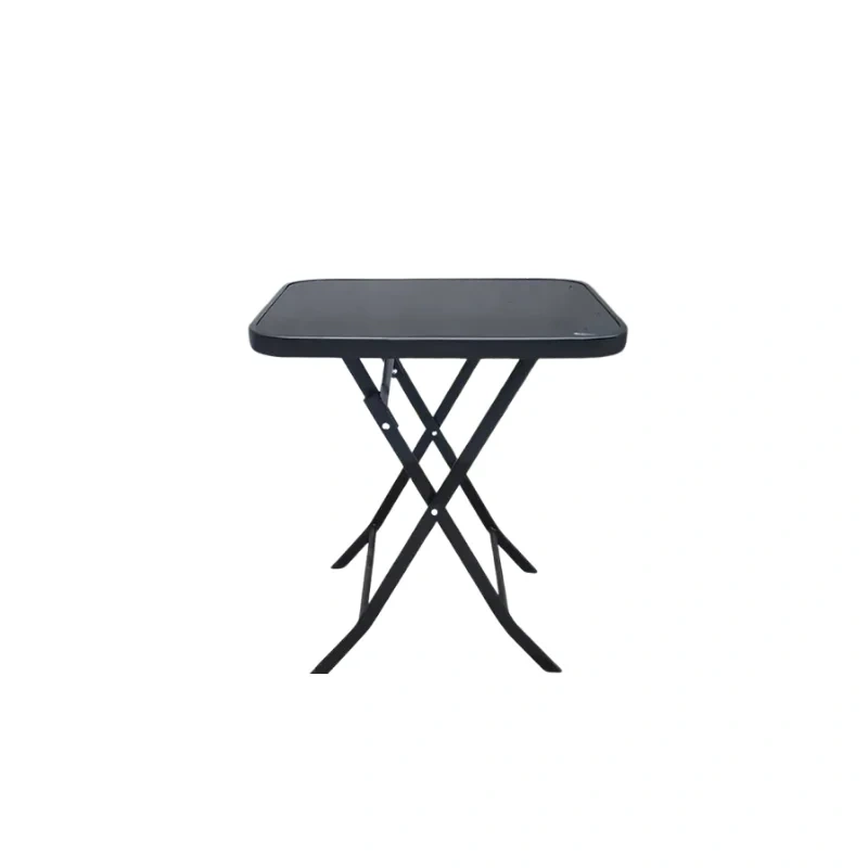Modern Tempered Glass Table Set with Two Folding Chairs1