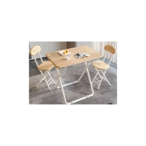 Foldable Wooden Laptop Table with Stand and 2 Chairs - Space Saving - 60cm