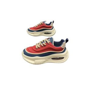 High Fashion Athletic Shoes - Red, Blue & White Chunky Platform Sneakers