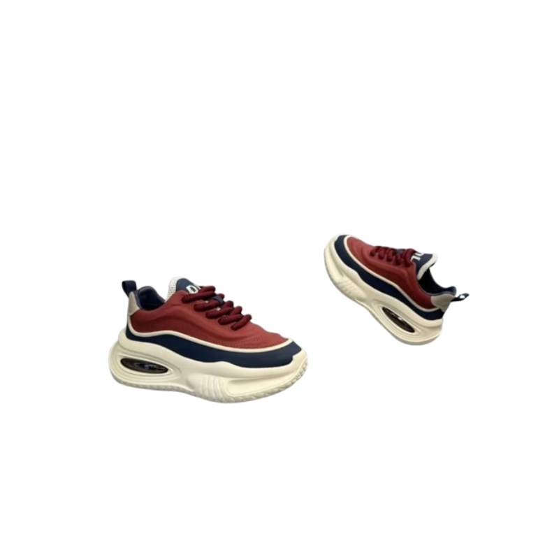 High Fashion Athletic Shoes - Red, Blue & White Chunky Platform Sneakers1