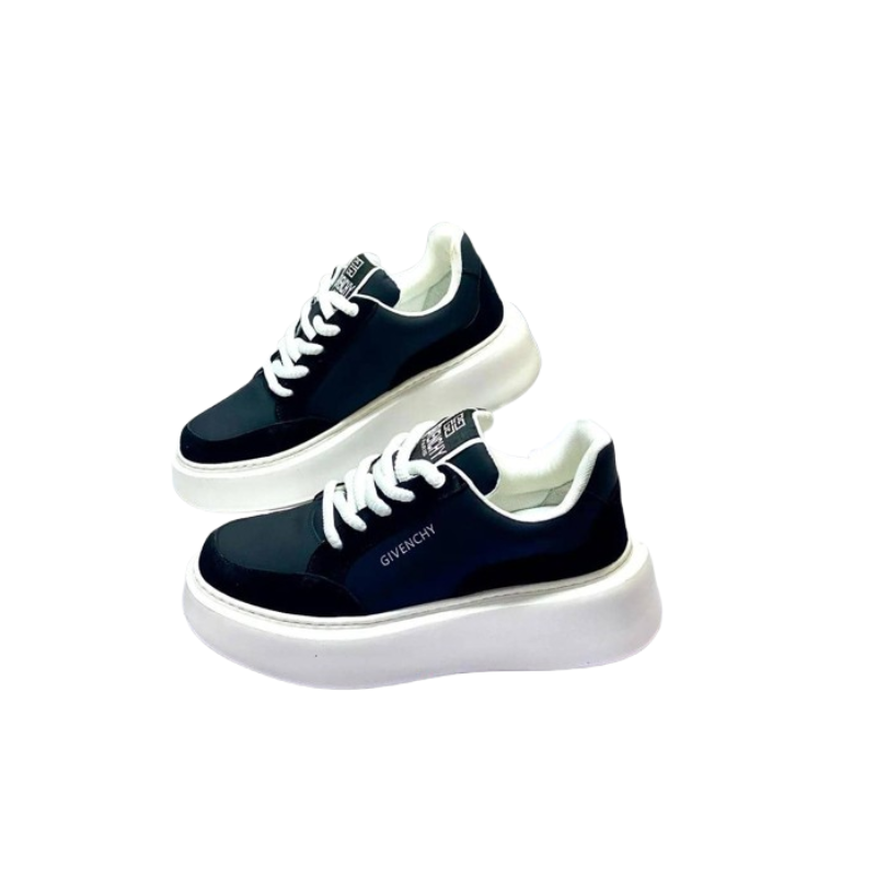 Givenchy Black & White Leather Sneakers - Designer Fashion