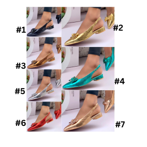 Elegant Party Shoes - Women's Metallic Pointed-Toe Slingback Flats
