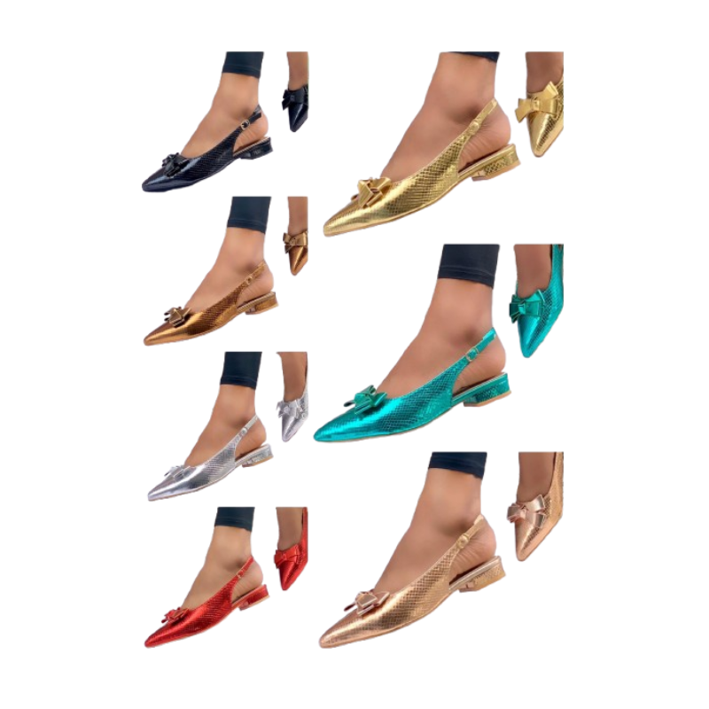 Elegant Party Shoes - Women's Metallic Pointed-Toe Slingback Flats 1