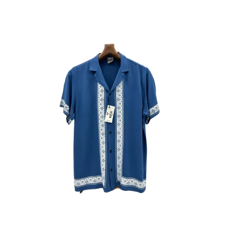 Men's Vintage Short Sleeve Geometric Print Camp Shirt - Stylish Pattern Design1