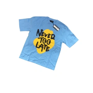 Men's Light Blue "Never Too Late" Graphic T-Shirt - Casual Statement Tee