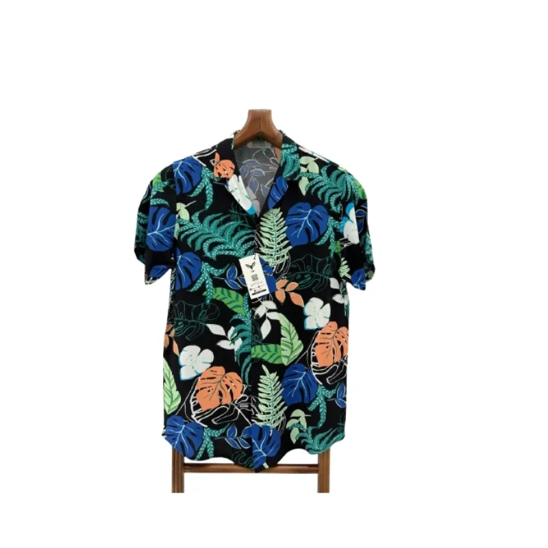 Classic Makeba Men's Tropical Floral Print Short Sleeve Hawaiian Vintage Shirt