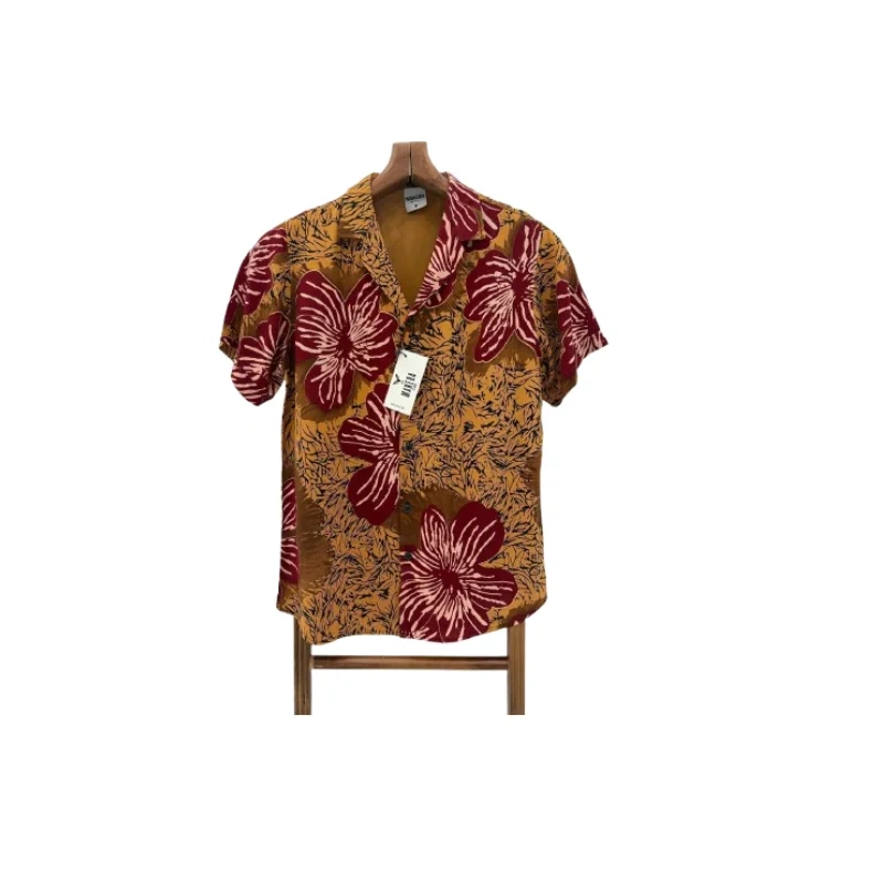Men's Vintage Short Sleeve Big Leaf Hawaiian Shirt - Premium Overfit