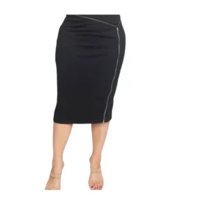 Classy Women's Black Pencil Skirt with Zipper Detail