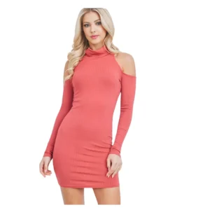 Super Cute Coral Bodycon Dress – Chic & Flirty Look