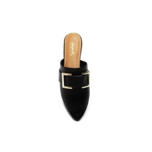 Beautiful Women's Black Pointed Toe Buckle Mules